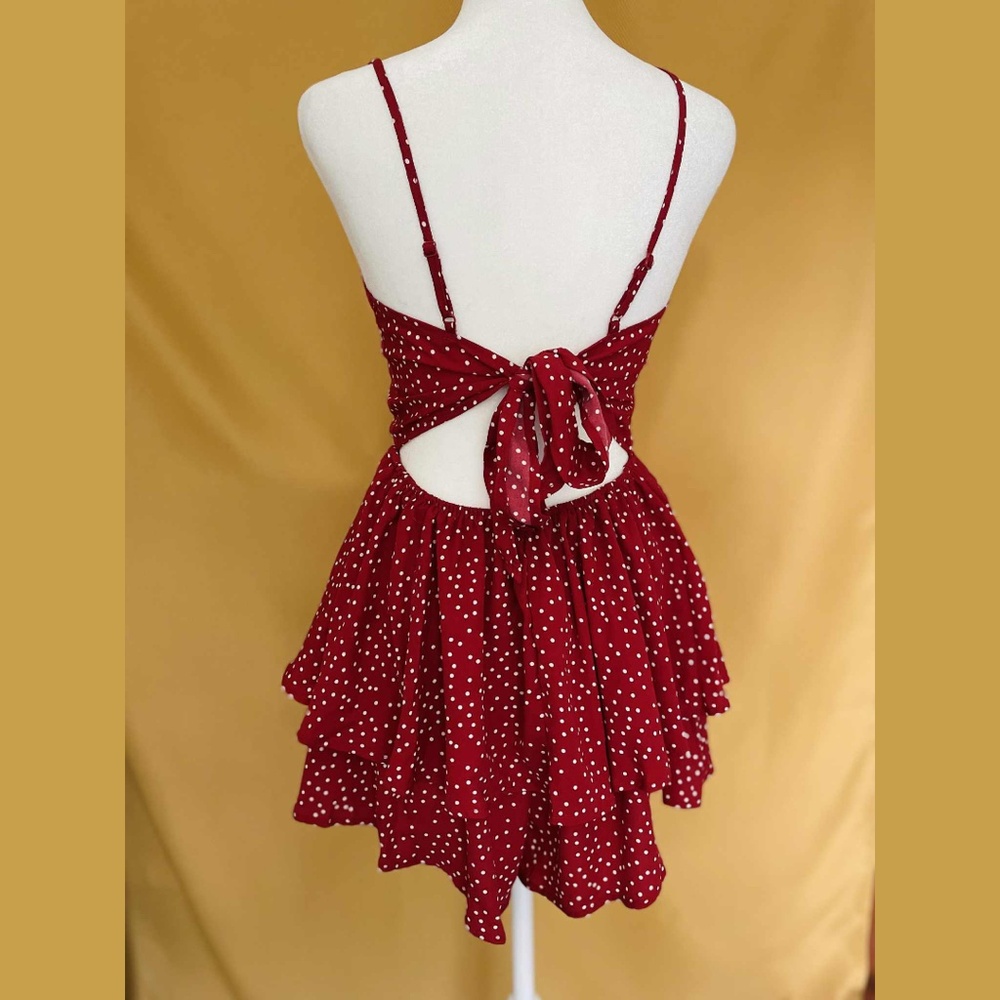 Retro Rockabilly Punk Polka Dot Pin-Up Romper Dress Vintage Inspired Jumpsuit M